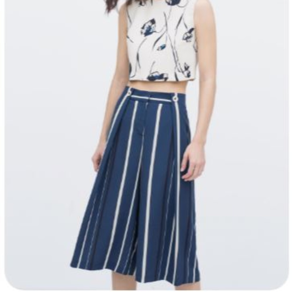 ZARA blue striped culottes - Picture 4 of 4